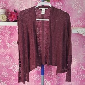 American Rag Burgundy Open-Front Cardigan